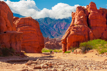 Beautiful panoramic view at the entrance to the Quebrada de Las Conchas, in Cafayate, Salta,...