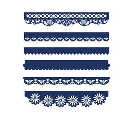 Seamless vector framework, ethnic floral geometric border. Set of decorative ornamental border vector. Dia de los muertos, birthday ornament