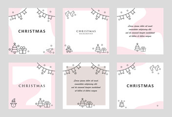 Fototapeta na wymiar Christmas Post Feed For Social Media Template. Social media stories and post creative vector set.