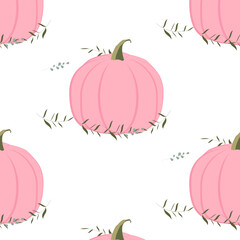 Pink pumpkin on a white background. pattern with vegetables