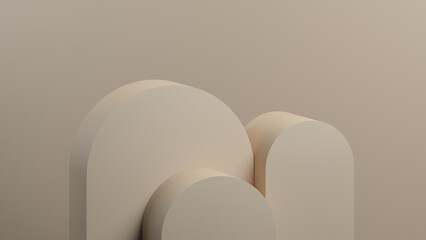 3d geometry podium brown background for product presentation. 3d rendering illustration.