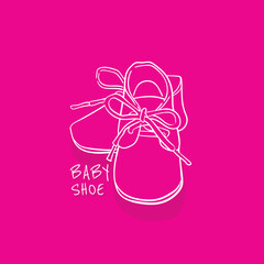 White line art of baby shoes design for baby advertising or logo design