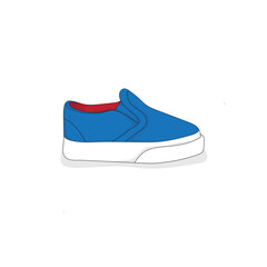 Baby sneaker shoe in blue design for baby advertising template design