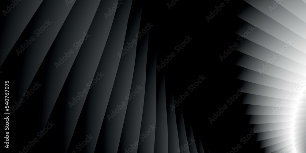 Poster abstract wide horizontal background or pattern of gradient black, white, gray lines overlapping each