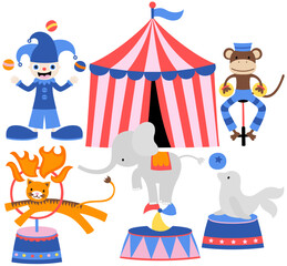 circus tent and circus animals