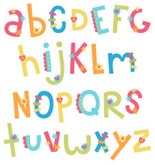 hand drawn alphabet with colorful letters