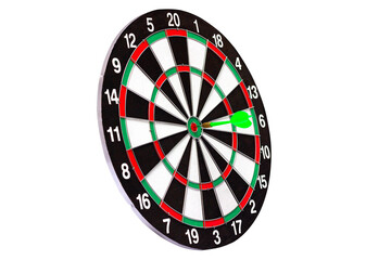 The darts hit the target. Darts game isolated on white background. Successful business concept, leadership and victory