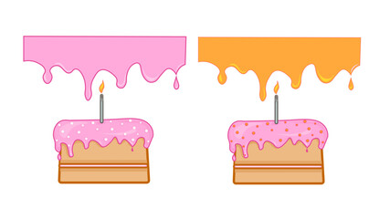 set of cakes with icing. pie. illustration of sweet. illustrations for a sweet shop.