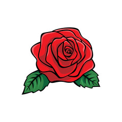 red rose design. romantic flower icon, sign and symbol.