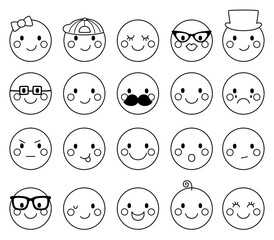 Cheeky Emoji Doodle set of smiley icons