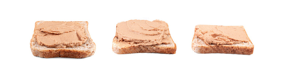 Meat Paste, Pate, Liver Spread Sandwiches Isolated