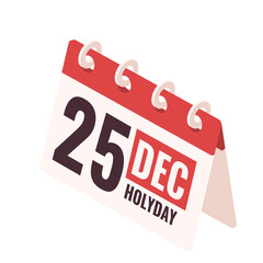 Isometric illustration. Сalendar of holiday Christmas.   Isometric icon design.