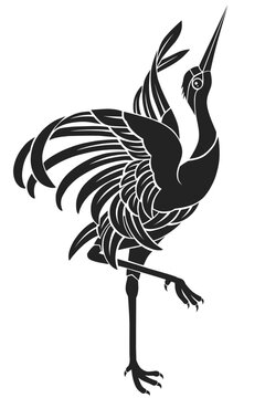Vector illustration of dancing cranes pattern