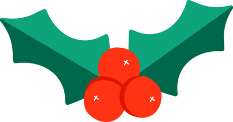 Holly, a traditional Christmas plant. Green leaves and red berries. Symbol of the New Year. Design for cards, stickers, icons, logos, decor. Decorations for the winter holidays. isolated. Vector.