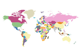Fototapeta na wymiar Colorful political map of the world.