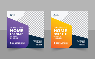 real estate home sale social media post with abstract background