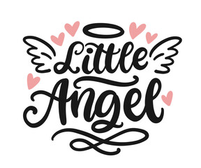 Little Angel Vector hand written lettering phrase