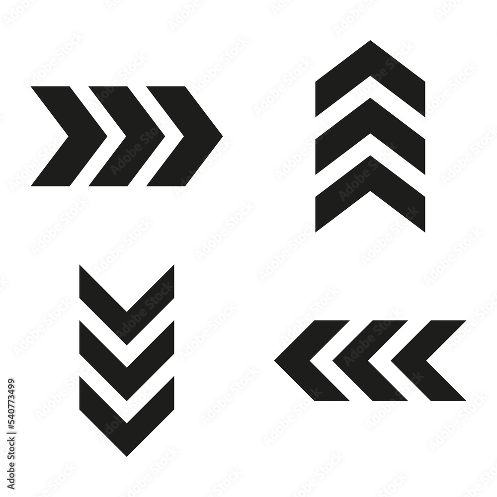 Poster arrow chevron symbol. black arrows symbols set. blend effect. swipe sign. vector isolated on white.