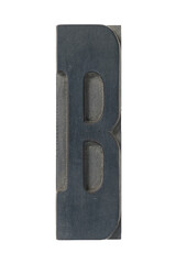 Isolated vintage antique wood letterpress type capital B