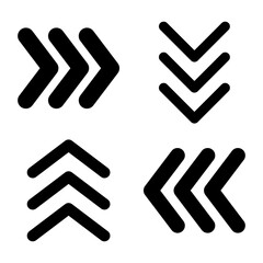 Arrow chevron symbol. Black arrows symbols set. Blend effect. Swipe sign. Vector isolated on white.