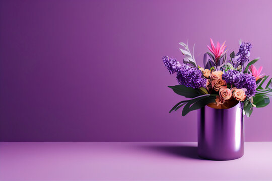 Purple Bouquet Of Lilac Flowers In A Vase