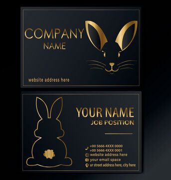Abstract business card with a golden rabbit.