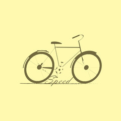 Stylized silhouette of a bicycle and the inscription - Speed. Icon, emblem, logo. Vector illustration
