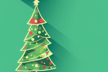 watercolor christmas background, colorful pattern, new year, christmas tree decorated