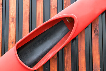 Sapboard for active life close-up. Red sup board. Sport and leisure concept