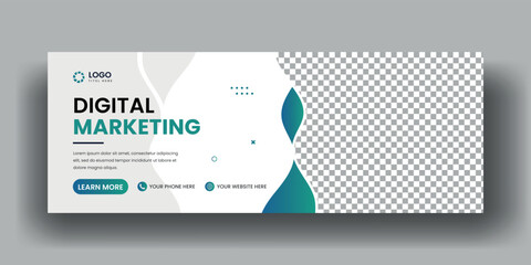 Abstract digital marketing facebook cover banner and business web banner template set. social media cover ads banner set.