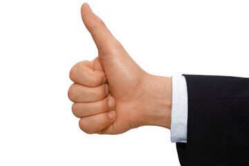 Gesture series: hand indicates with thumb symbolically everything ok.
