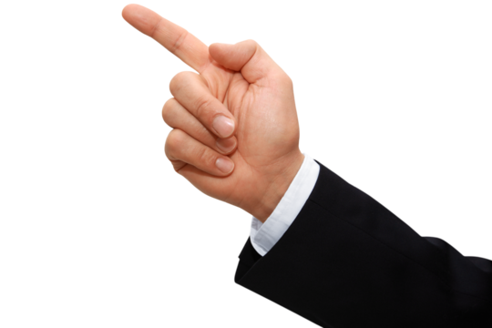 Gesture series: hand symbolically points upwards with the index finger.