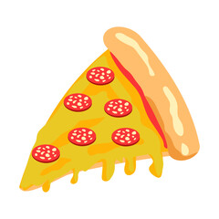 Slice of pizza with salami and cheese