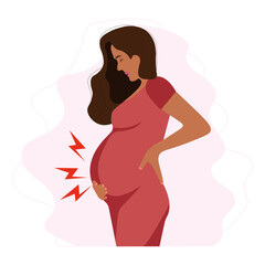 Worried Pregnant black woman suffering stomach ache