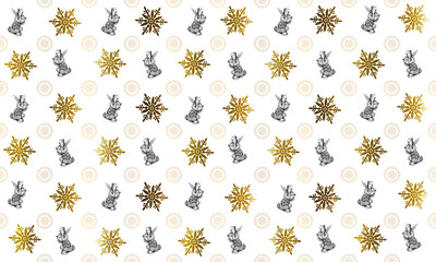 rabbit seamless floral pattern