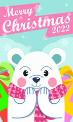 Obraz premium cute cartoon merry christmas for greeting card