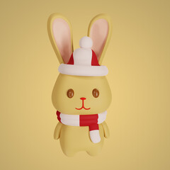 New year bunny 3d illustration