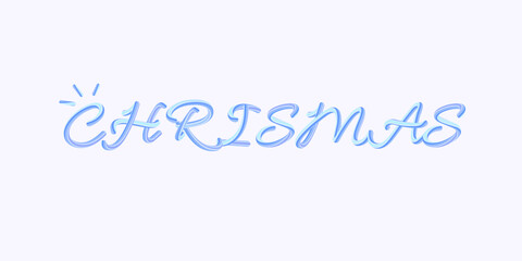 Christmas tittle round script bold font typography effect. Gradient soft pastel blue purple color text in vector.