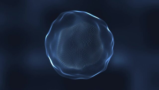 Liquid particle energy sphere in the Universe slow motion background. Seamless loop 4k video, abstract technology