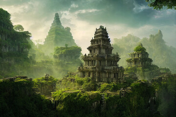 Concept art illustration of lost city of ancient civilization