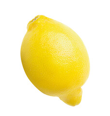 Lemon isolated on white or transparent background. One whole lemon fruit 