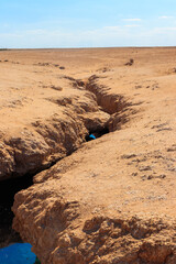 Crack after earthquake in Ras Mohammed national park, Sinai peninsula in Egypt