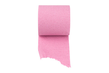 pink toilet paper isolated from background