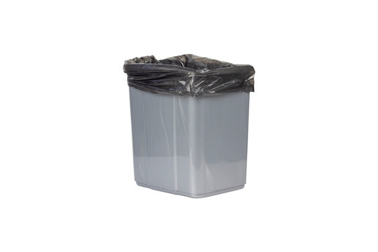 gray trash can on no background, isolate