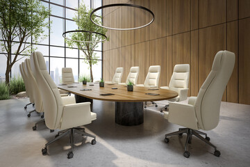 Modern style conceptual office meeting interior room 3d illustration