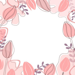 Fototapeta na wymiar Illustration. Pattern Pink tulips, lilac, pastel, pink tones. Summer, spring style. Design of postcards, advertising, floral, wedding design 