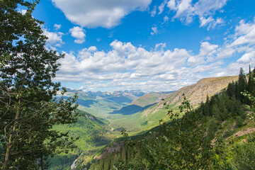 Fototapeta na wymiar Landscape of the Haystack Creek Valley from the Going-to-the-Sun-Road in Glacier National Park, Montana, USA