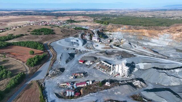 Quarry in Aldeavieja. Aerial view seen from a drone. Avila. Castile and Leon. Spain. Europe