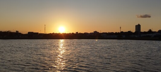 sunset over the river