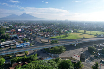 Fly Over Jombor Yogyakarta view from above, Rush Hour Traffic
